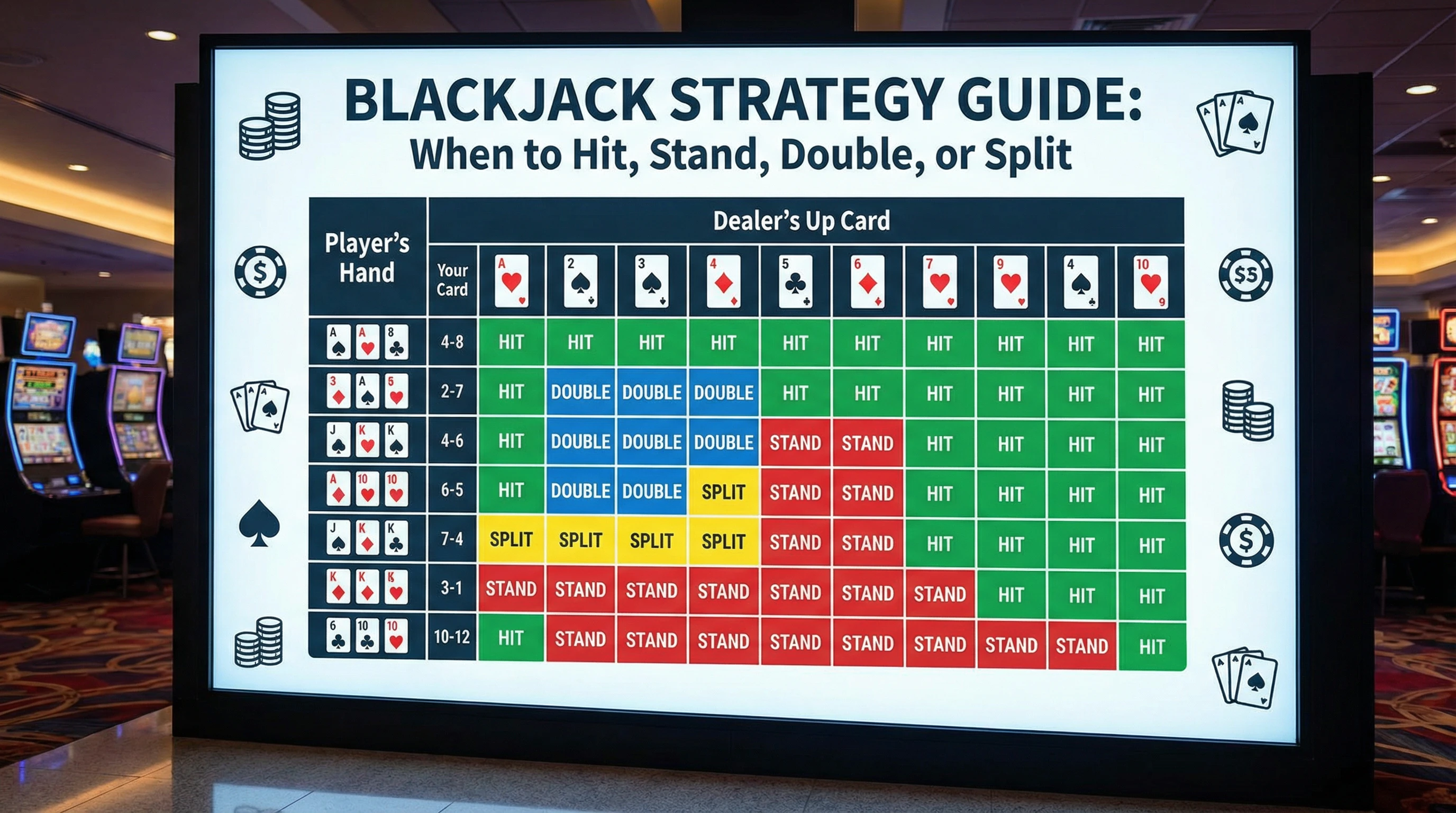 Tabela de estratégia básica do Blackjack